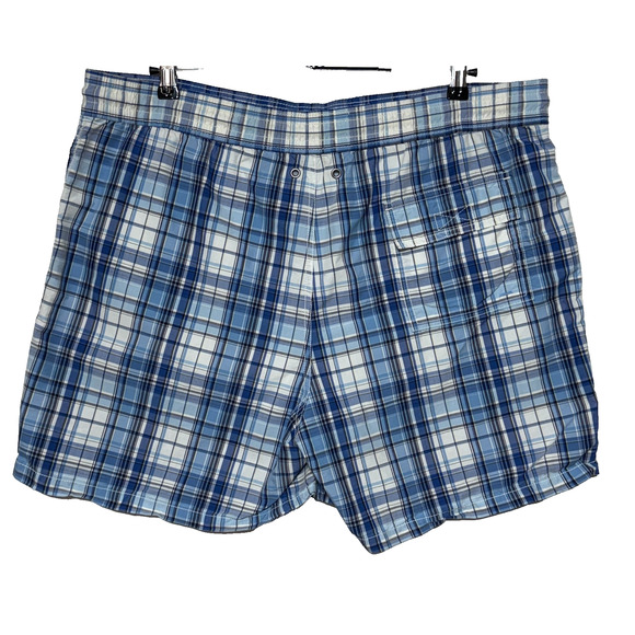 Polo Ralph Lauren Swim Trunks XL Blue White Plaid Mesh Lined Actual 40X5 Preppy - Picture 2 of 8